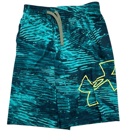Under Armour Boy's LG Geometric Logo Print Athletic Shorts - Picture 1 of 4